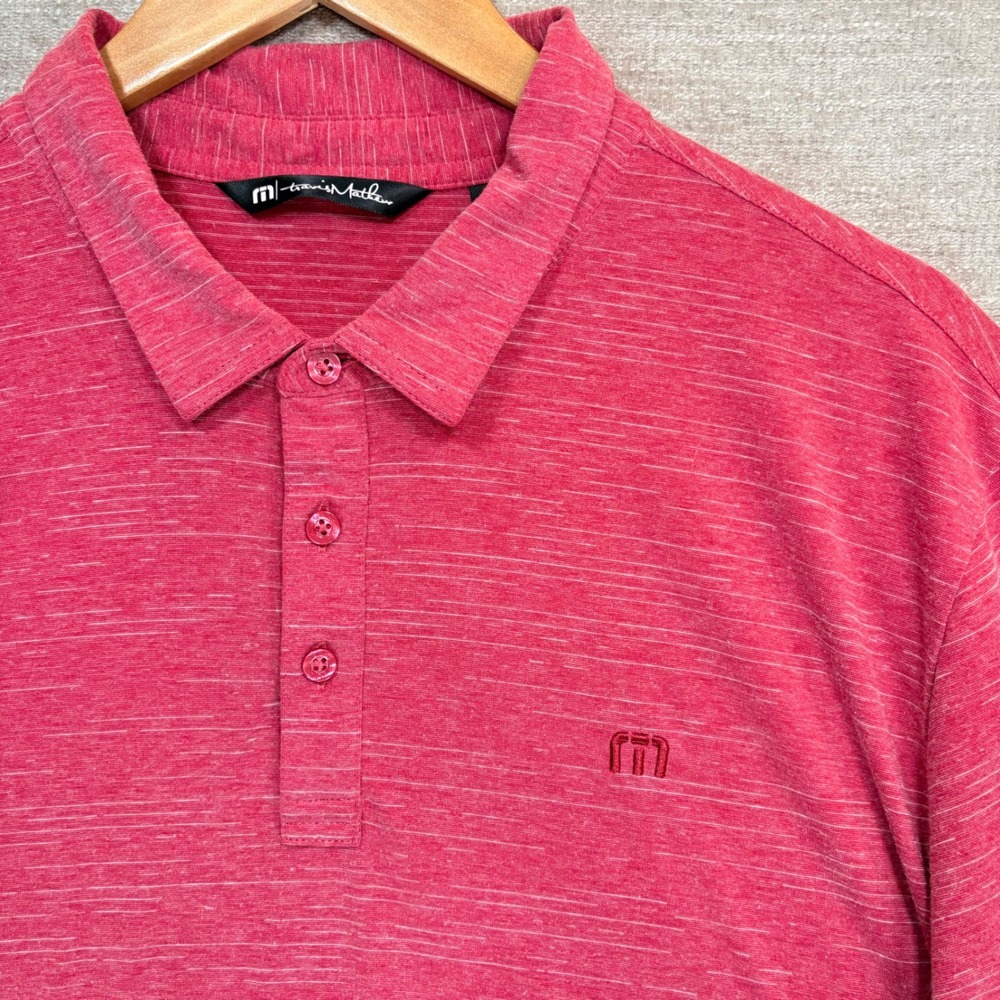 TravisMathew The Heater Heather Scooter Mens XL Red Heathered Golf Polo 1MW395